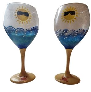 Sun and Sea Themed Wine Glasses